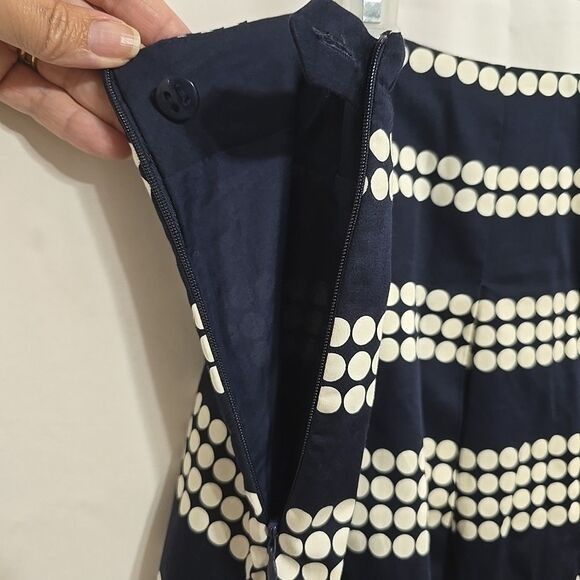 Talbots Pleated A-Line Midi Skirt Polka Dot Navy Blue White Size 16WP Petite - Picture 3 of 8